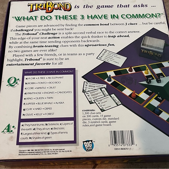 TriBond Board Game 1992 Big Fun Games 100% complete - Picture 12 of 12